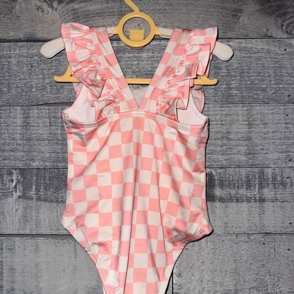 Pink Checkered Ruffle Swimsuit - Picture 2 of 6